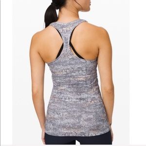 Lululemon Cool Racerback Tank Top Grey Peach Print